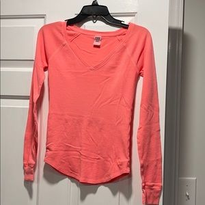 PINK orange long sleeved vneck